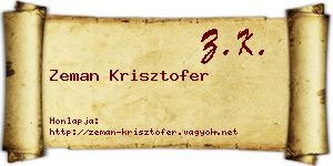 Zeman Krisztofer névjegykártya